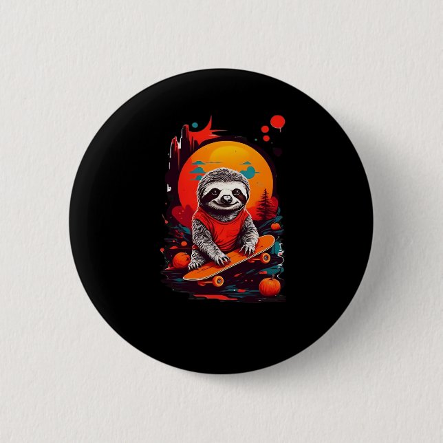 Chapa Redonda De 5 Cm Tragamonedas con skateboard en la noche de hallowe (Anverso)