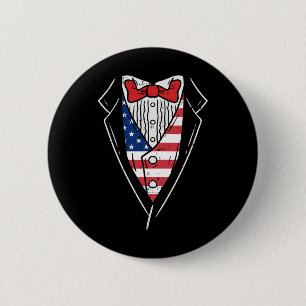 Chapa Redonda De 5 Cm Traje Americano de Esmoquin Divertido Patriota del