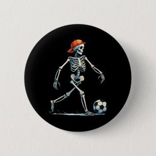 Chapa Redonda De 5 Cm Traje de fútbol esqueleto de Halloween divertido p