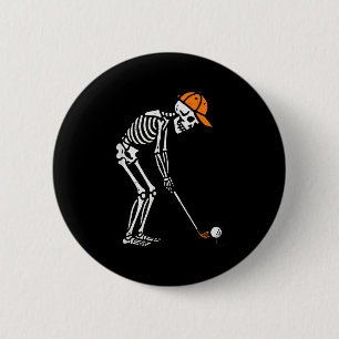 Chapa Redonda De 5 Cm Traje de golfista de Halloween de esqueleto para p