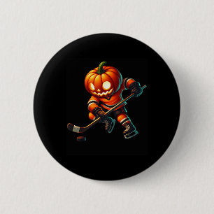 Chapa Redonda De 5 Cm Traje de Halloween de calabaza cara de hockey sobr