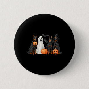 Chapa Redonda De 5 Cm Traje de Halloween de Doberman Diversión Doberman