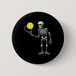 Chapa Redonda De 5 Cm Traje de Halloween de esqueleto de Pickleball Pick