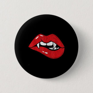 Chapa Redonda De 5 Cm Traje de Halloween de vampiro retro con labios roj