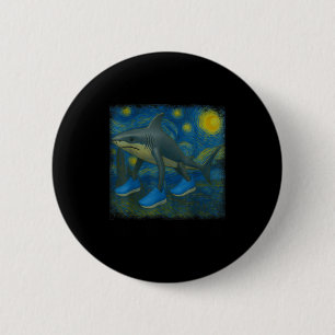 Chapa Redonda De 5 Cm Tralero Tralala Funny Shark Van Gogh Starry Nigh