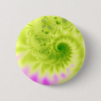 Chapa Redonda De 5 Cm Transience · Arte del fractal · Verde y rosa