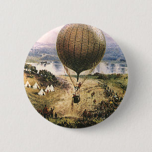 Chapa Redonda De 5 Cm Transporte Vintage, Dirigibles de Globo Aerostátic