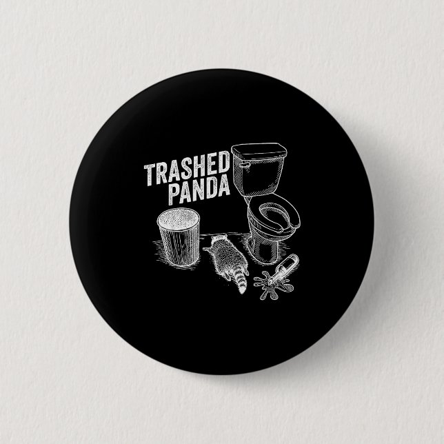 Chapa Redonda De 5 Cm Trashed Panda Funny Drunk Racoon  (Anverso)
