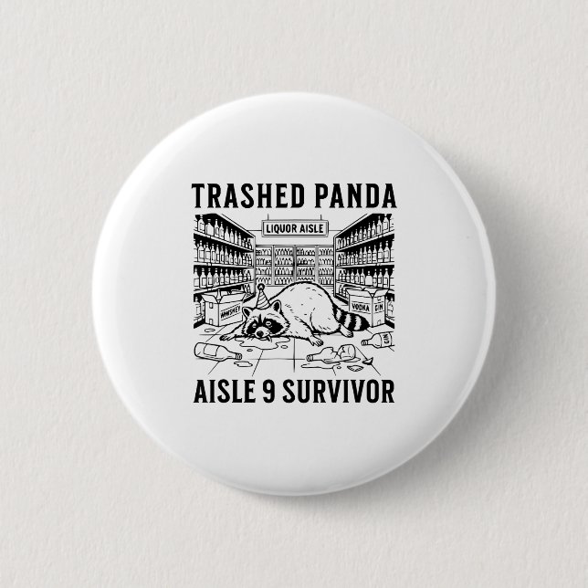 Chapa Redonda De 5 Cm Trashed Panda Liquore Funny Hangover Crazy Drunk R (Anverso)