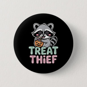 Chapa Redonda De 5 Cm Trate Raccoon Ladrón Con Halloween De Cubo De Cand