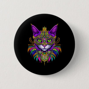 Chapa Redonda De 5 Cm Trato de Carnaval Gato Meowdi Gras Hombres Wo