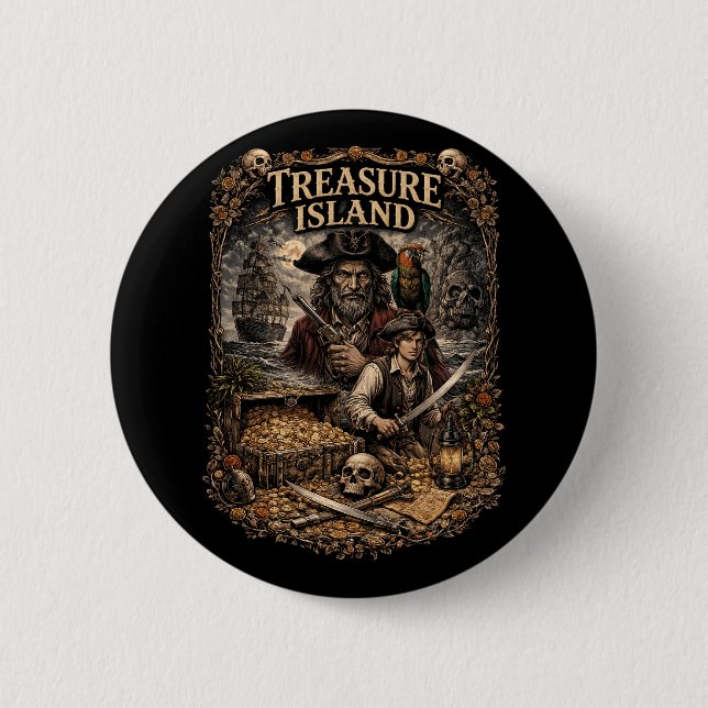 Chapa Redonda De 5 Cm Treasure Island (Anverso)