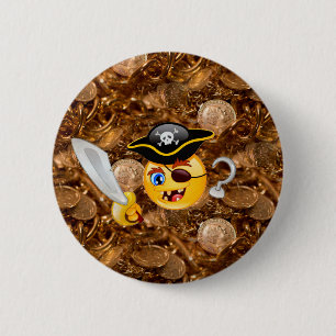 Chapa Redonda De 5 Cm treasure pirate emoji