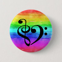 Treble Clef Bass Clef Hearf Rainbow Watercolor