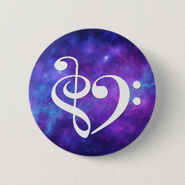 Chapa Redonda De 5 Cm Treble Clef Bass Clef Heart Purple Verde azulada n