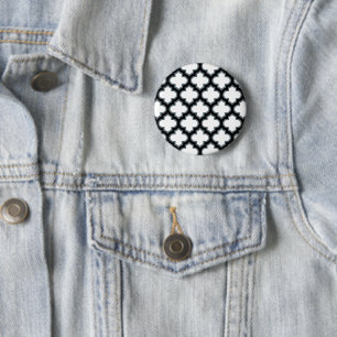 Chapa Redonda De 5 Cm Trébol blanco y negro, Entramado, Quatrefoil