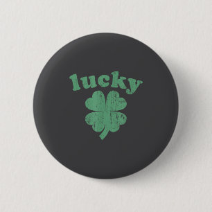 Chapa Redonda De 5 Cm Trébol de 4 hojas Lucky Shamrock Retro Vintage St.