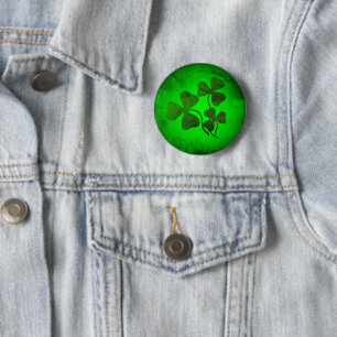 Chapa Redonda De 5 Cm Trébol verde irlandés, Irlanda resplandor verde
