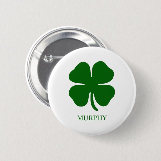 Chapa Redonda De 5 Cm Trébol Verde Personalizado (Anverso y reverso)