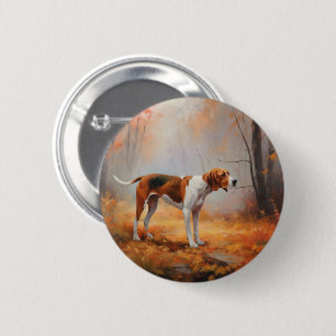 Chapa Redonda De 5 Cm Treeing Walker Coonhound in Autumt Leaves fall