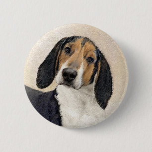Chapa Redonda De 5 Cm Treeing Walker Coonhound Painting - Arte original