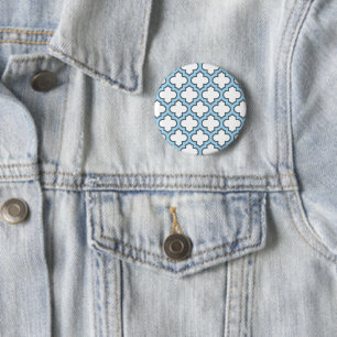 Chapa Redonda De 5 Cm Trellis azul blanco y bebé, Entramado, Quatrefoil