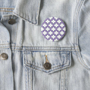 Chapa Redonda De 5 Cm Trellis blanca y púrpura, Entramado, Quatrefoil