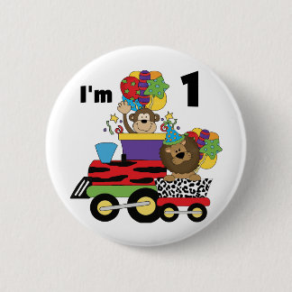 Chapa Redonda De 5 Cm Tren de la jungla Primera camisetas de cumpleaños 