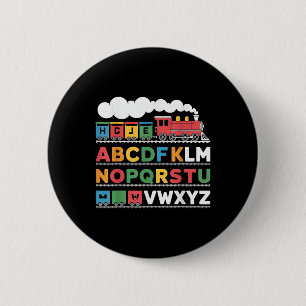 Chapa Redonda De 5 Cm Tren Ferrocarril Lover Abc Alphabet A-z Abcs Kinde