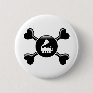 Chapa Redonda De 5 Cm Trenes de la bandera pirata