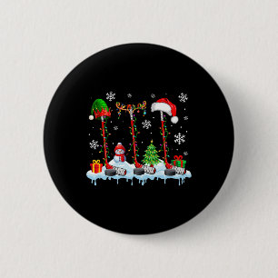 Chapa Redonda De 5 Cm Tres equipos Elf Santa Reindeer Hockey Equipamient