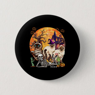 Chapa Redonda De 5 Cm Tres gatos siameses horrorosos Cosplay Witch Hallo