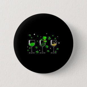 Chapa Redonda De 5 Cm Tres Gles de Vino Clover Shamrock St Patrick Day I