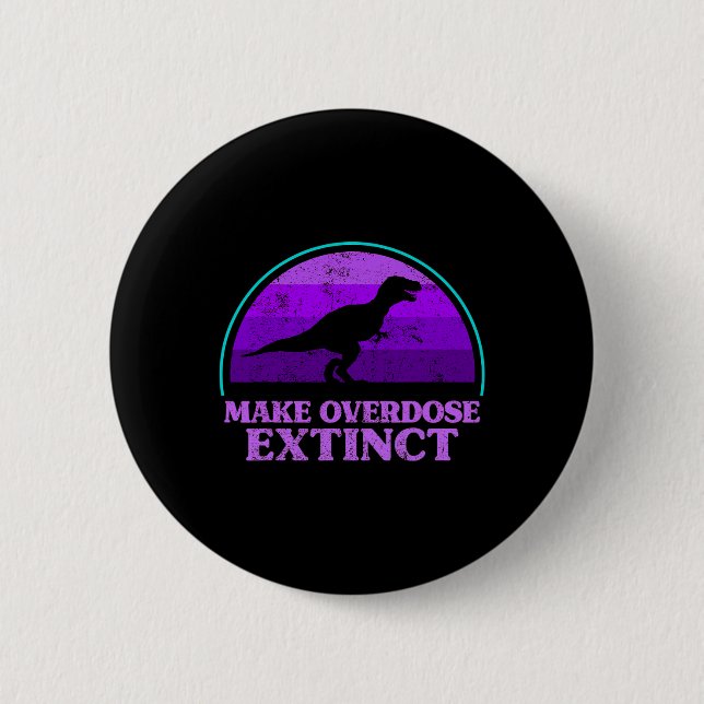 Chapa Redonda De 5 Cm Trex Dinosaur Purple Make Extinant Awarene Extinen (Anverso)