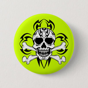 Chapa Redonda De 5 Cm Tribal Tattoo Skull