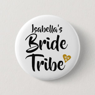 Chapa Redonda De 5 Cm Tribu de la Novia Oro Fecha Corazón Personalizado