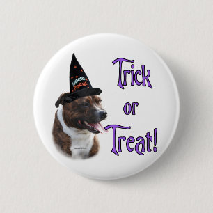 Chapa Redonda De 5 Cm Trick de Staffordshire Bull Terrier