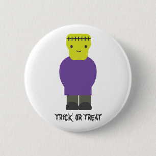 Chapa Redonda De 5 Cm Trick o Treat- Cute Frankenstein