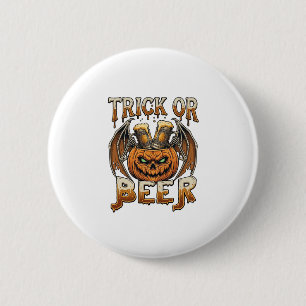 Chapa Redonda De 5 Cm Trick Or Beer Halloween Calabaza Esqueleto Alas Ta