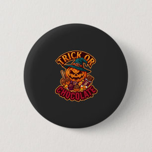 Chapa Redonda De 5 Cm Trick Or Chocolate Halloween Calabaza Sombrero de
