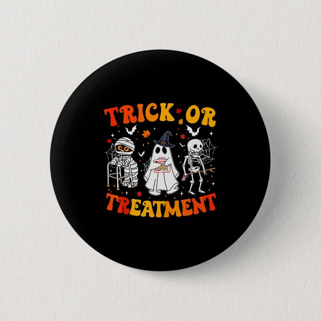 Chapa Redonda De 5 Cm Trick Or Pt Physical Therapy Therast Halloween  (Anverso)