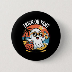 Chapa Redonda De 5 Cm Trick Or Tan Divertido Halloween Fantasma Lindo Pl