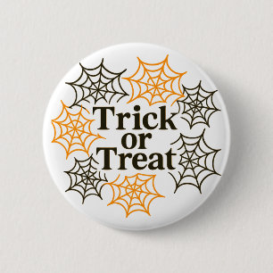 Chapa Redonda De 5 Cm Trick Or Treat Halloween Telaraña Espeluznante Fie