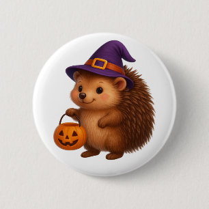Chapa Redonda De 5 Cm Trick-or-Treat Hedgehog