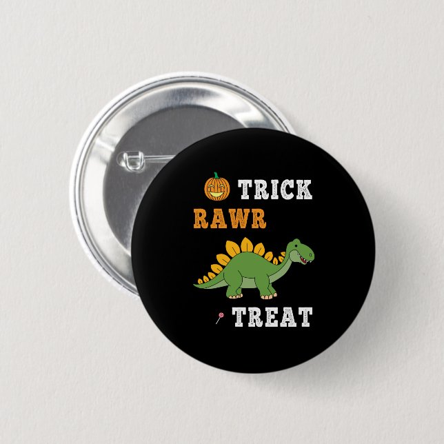 Chapa Redonda De 5 Cm Trick Rawr Tret Cute Halloween Stegosaurus Dino (Anverso y reverso)