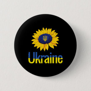 Chapa Redonda De 5 Cm Tridente de girasol de Ucrania Tryzub símbolo ucra