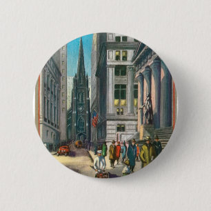 Chapa Redonda De 5 Cm Trinidad vieja y Wall Street, Nueva York