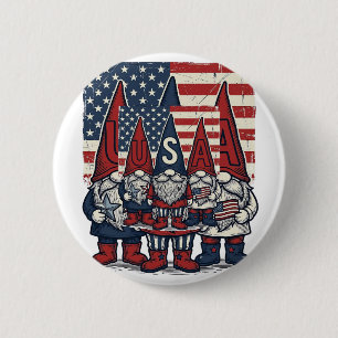 Chapa Redonda De 5 Cm Trío de gnomos patrióticos de EE. UU. Diseño vecto