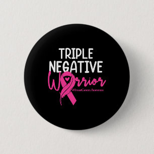 Chapa Redonda De 5 Cm Triple Guerrero Negativo Cáncer de Mama Cinta Rosa