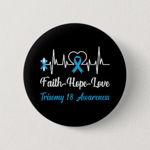 Chapa Redonda De 5 Cm Trisomy 18 Conciencia Heartbeat Cruz Cristiana Fai